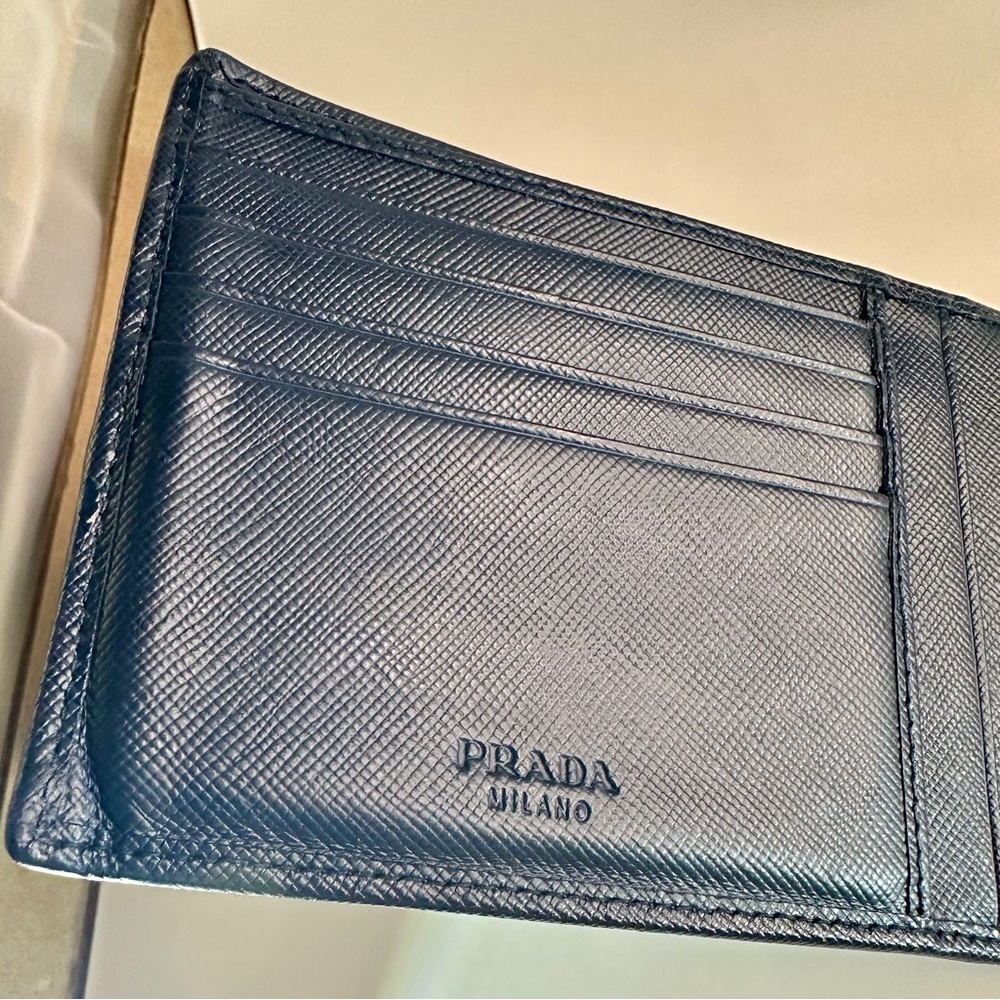 Prada 2M0002 Saffiano Leather Bifold Wallet w Coin Purse Baltico Navy – Box &COA - Picture 5 of 10